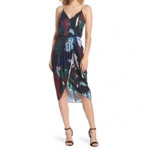 Chelsea28 Print Faux Wrap Dress in Navy Size 12 Worn once